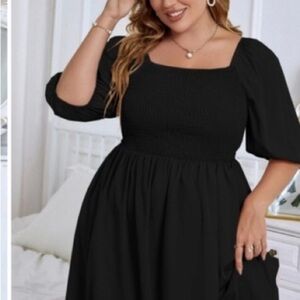 Black Women's Dress with Puff Sleeves